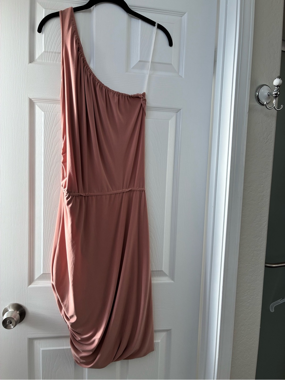 One-Shoulder Blush Rose Women’s Draped Dress